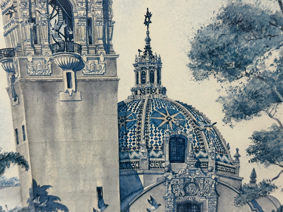 Hand Signed John Yato Print Titled 'California Tower At Balboa Park, San Diego' Dated 1983 18 X 24 Framed 24 X 30 [Photo 2]