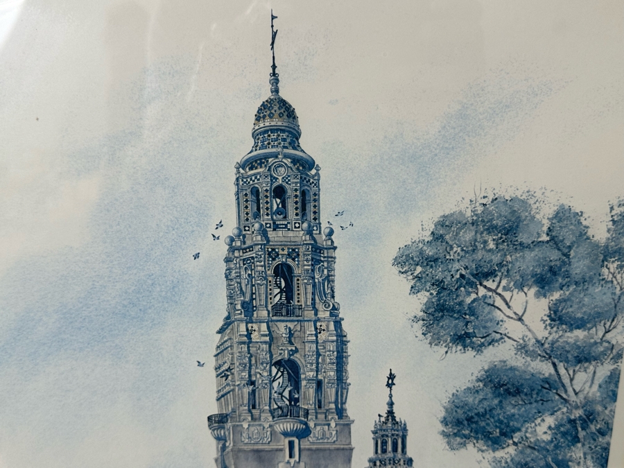 Hand Signed John Yato Print Titled 'California Tower At Balboa Park, San Diego' Dated 1983 18 X 24 Framed 24 X 30 [Photo 3]