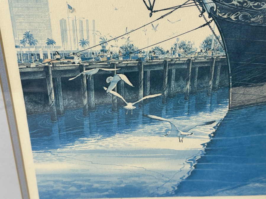 Hand Signed John Yato Print Titled 'Star Of India, San Diego' Dated 1982 18.5 X 24 Framed 24 X 30 [Photo 4]