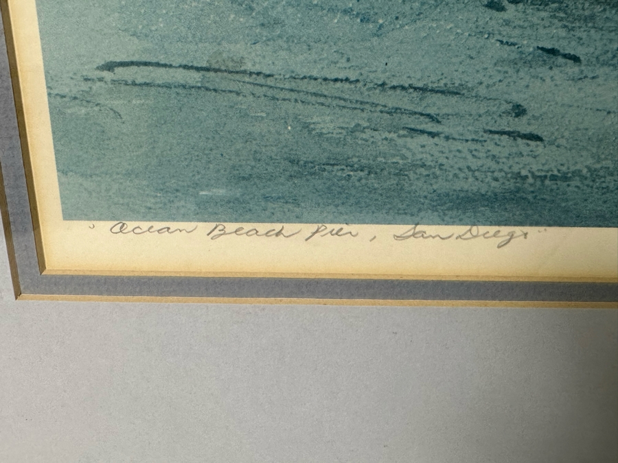 Hand Signed John Yato Print Titled 'Ocean Beach Pier, San Diego' Dated 1981 24 X 18 Framed 30 X 24 [Photo 9]