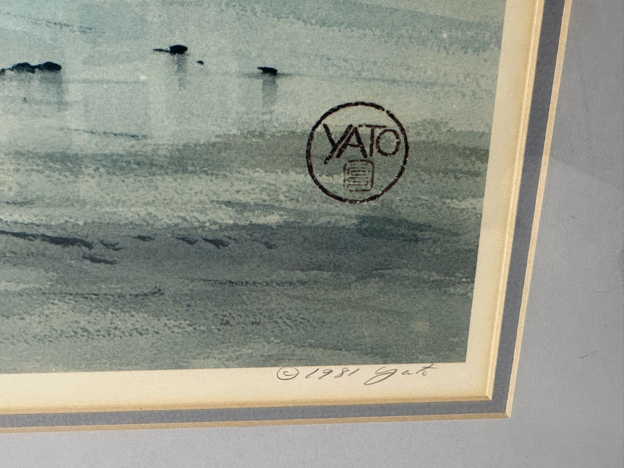 Hand Signed John Yato Print Titled 'Ocean Beach Pier, San Diego' Dated 1981 24 X 18 Framed 30 X 24 [Photo 5]