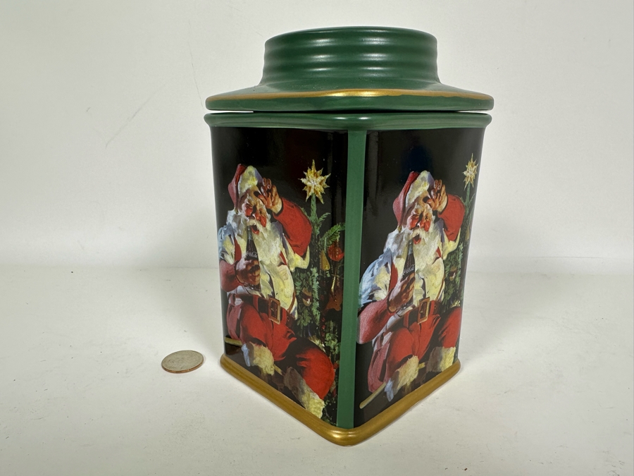 Santa Claus Drinking Coca-Cola Stoneware Cannister 4W X 7H [Photo 2]