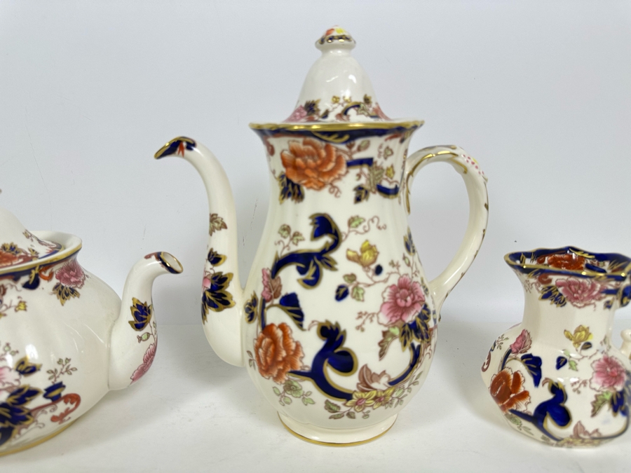 Mason's Ironstone Mandalay Pattern Blue Multicolor Coffee Pot 10H, Teapot 6.75H, Creamer & Sugar Bowl Made In England [Photo 2]
