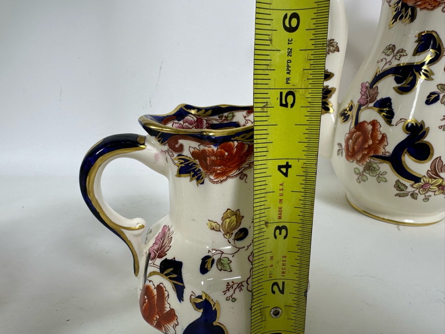 Mason's Ironstone Mandalay Pattern Blue Multicolor Coffee Pot 10H, Teapot 6.75H, Creamer & Sugar Bowl Made In England [Photo 15]