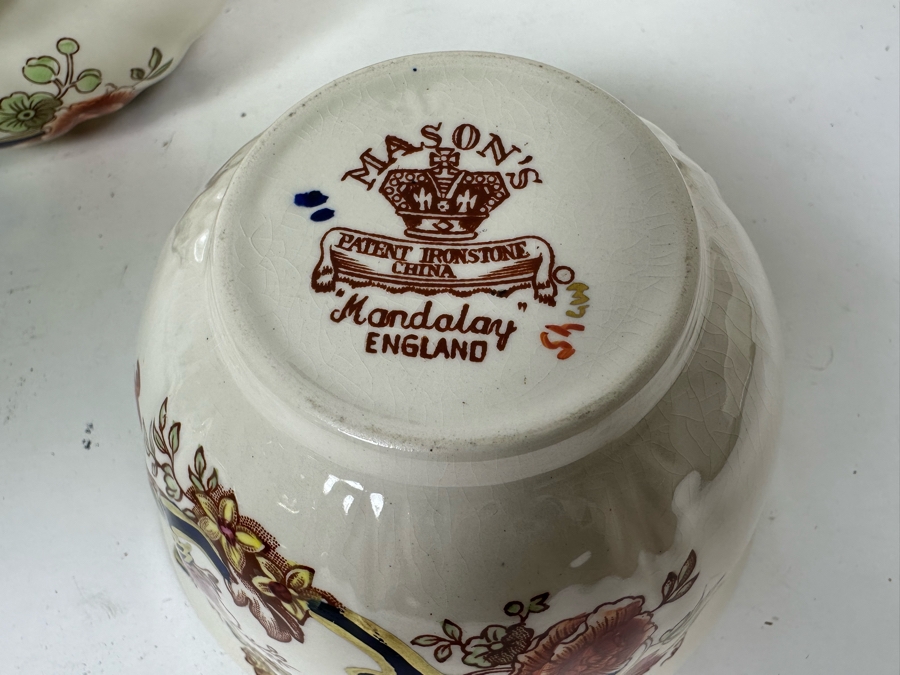 Mason's Ironstone Mandalay Pattern Blue Multicolor Coffee Pot 10H, Teapot 6.75H, Creamer & Sugar Bowl Made In England [Photo 12]