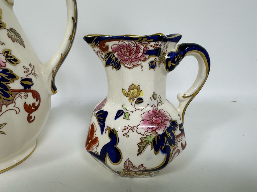 Mason's Ironstone Mandalay Pattern Blue Multicolor Coffee Pot 10H, Teapot 6.75H, Creamer & Sugar Bowl Made In England [Photo 4]