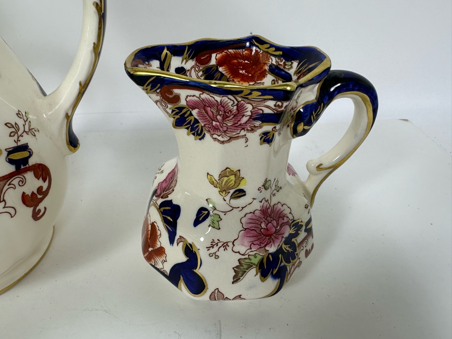 Mason's Ironstone Mandalay Pattern Blue Multicolor Coffee Pot 10H, Teapot 6.75H, Creamer & Sugar Bowl Made In England [Photo 5]