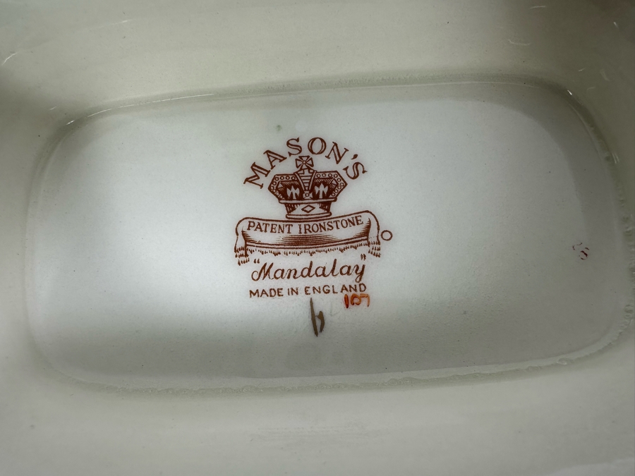 Mason's Ironstone Mandalay Pattern Blue Multicolor Oval Soup Tureen 9W X 9.5H With Ladle Made In England Replacements Value $530 [Photo 9]
