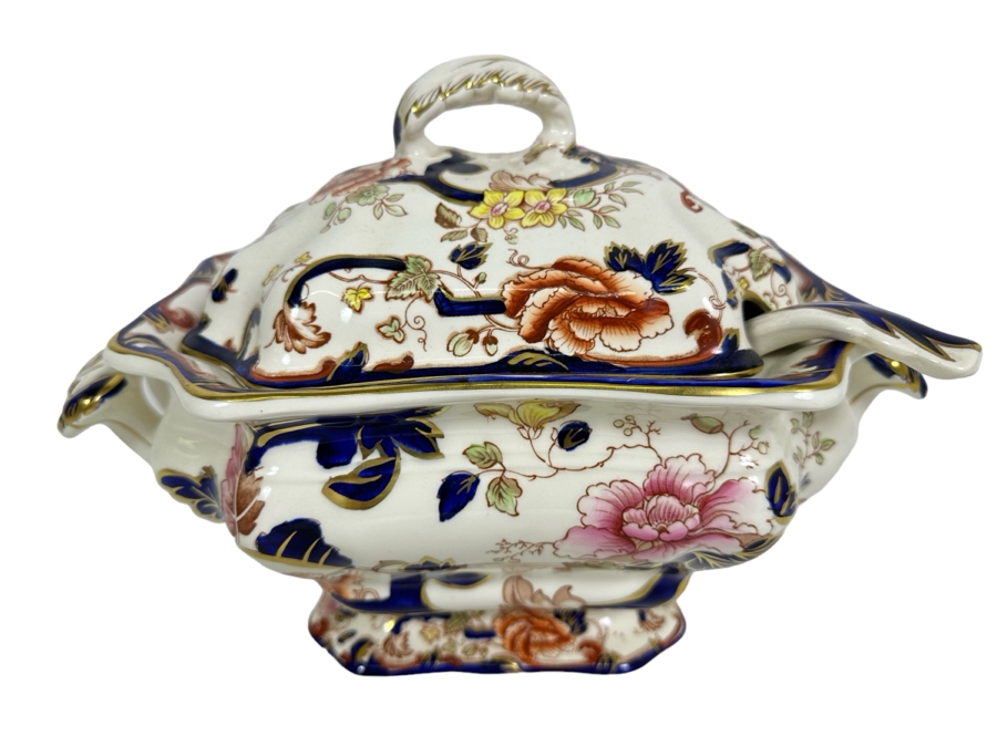 Mason's Ironstone Mandalay Pattern Blue Multicolor Oval Soup Tureen 9W X 9.5H With Ladle Made In England Replacements Value $530
