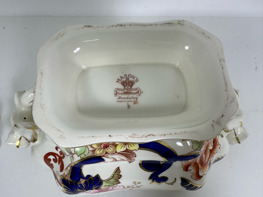 Mason's Ironstone Mandalay Pattern Blue Multicolor Oval Soup Tureen 9W X 9.5H With Ladle Made In England Replacements Value $530 [Photo 8]