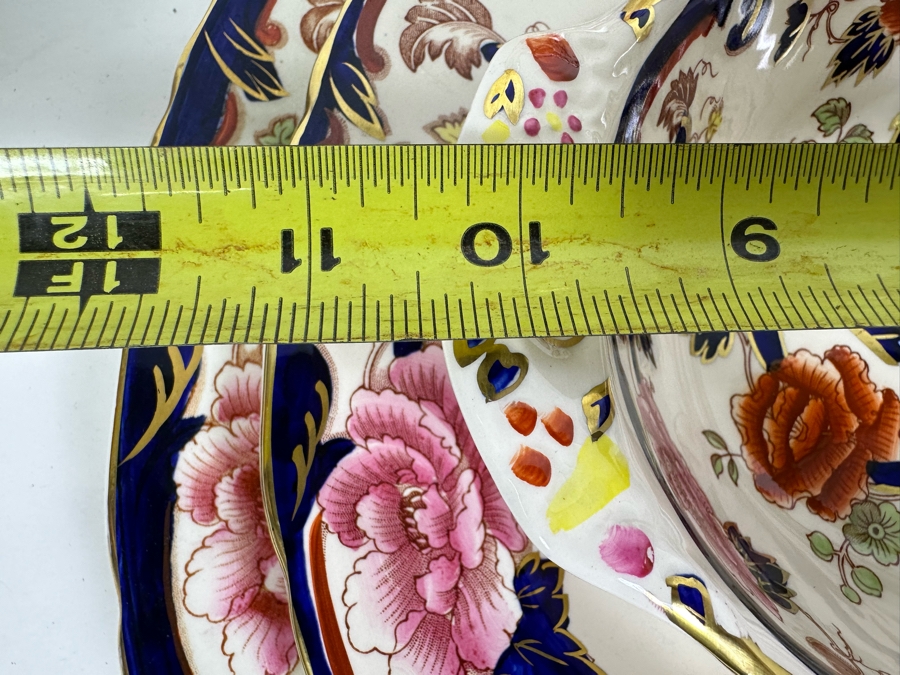 Mason's Ironstone Mandalay Pattern Blue Multicolor Charger Plate 12.75, Platter 15.25, Platter 13.25 & Handled Dish 11.25 Made In England [Photo 8]
