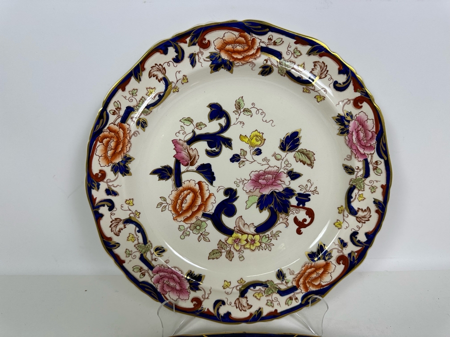 Mason's Ironstone Mandalay Pattern Blue Multicolor Charger Plate 12.75, Platter 15.25, Platter 13.25 & Handled Dish 11.25 Made In England [Photo 6]