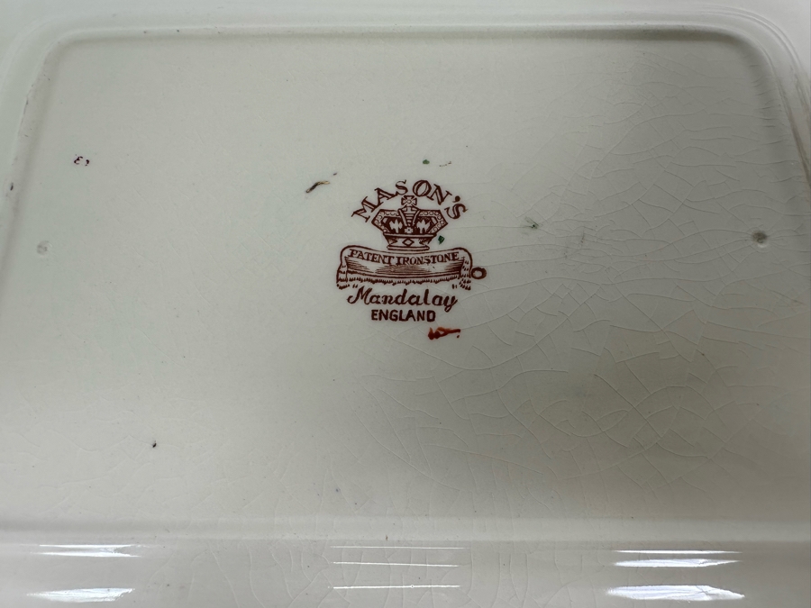 Mason's Ironstone Mandalay Pattern Blue Multicolor Gravy Boat With Underplate, Mini Teapot & Cheese Dish With Lid (Wedge) Made In England Replacements Value $558 [Photo 7]