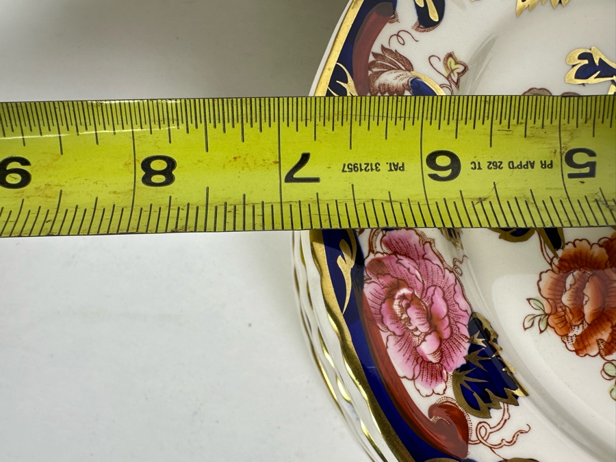 Mason's Ironstone Mandalay Pattern Blue Multicolor (10) Double Handled Flat Cream Soup Bowls With Saucer And (12) 6 3/4 Bread & Butter Plates Made In England [Photo 13]