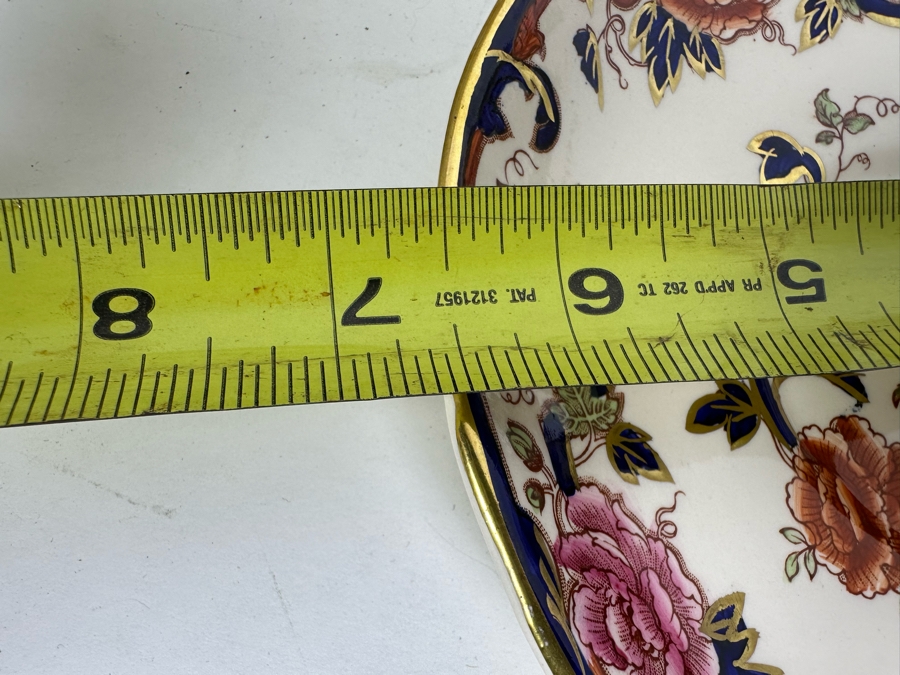 Mason's Ironstone Mandalay Pattern Blue Multicolor (10) Double Handled Flat Cream Soup Bowls With Saucer And (12) 6 3/4 Bread & Butter Plates Made In England [Photo 10]