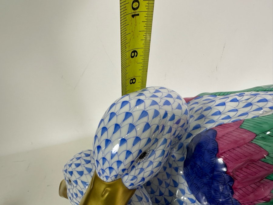 Rare Large Herend Pair Of Ducks Figurine 15W X 8H & Matching Small Figurine 4.25W X 3H Handmade And Handpainted With 24K Gold Accents From Hungary - Retails Over $2,800 [Photo 16]