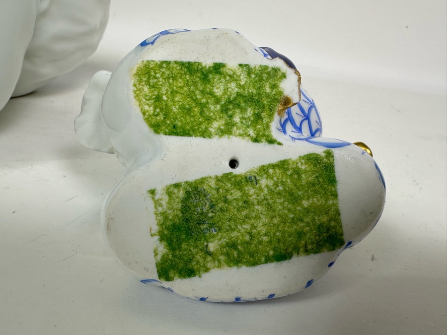 Rare Large Herend Pair Of Ducks Figurine 15W X 8H & Matching Small Figurine 4.25W X 3H Handmade And Handpainted With 24K Gold Accents From Hungary - Retails Over $2,800 [Photo 12]