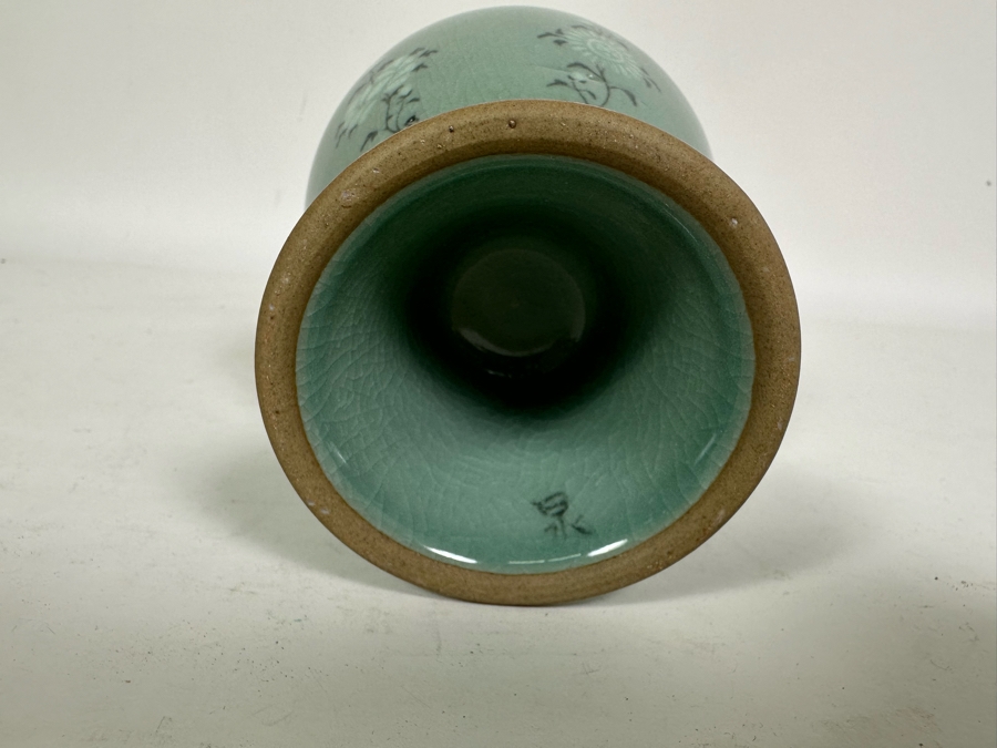 Signed Korean Celadon Porcelain Vase 8.5H [Photo 9]