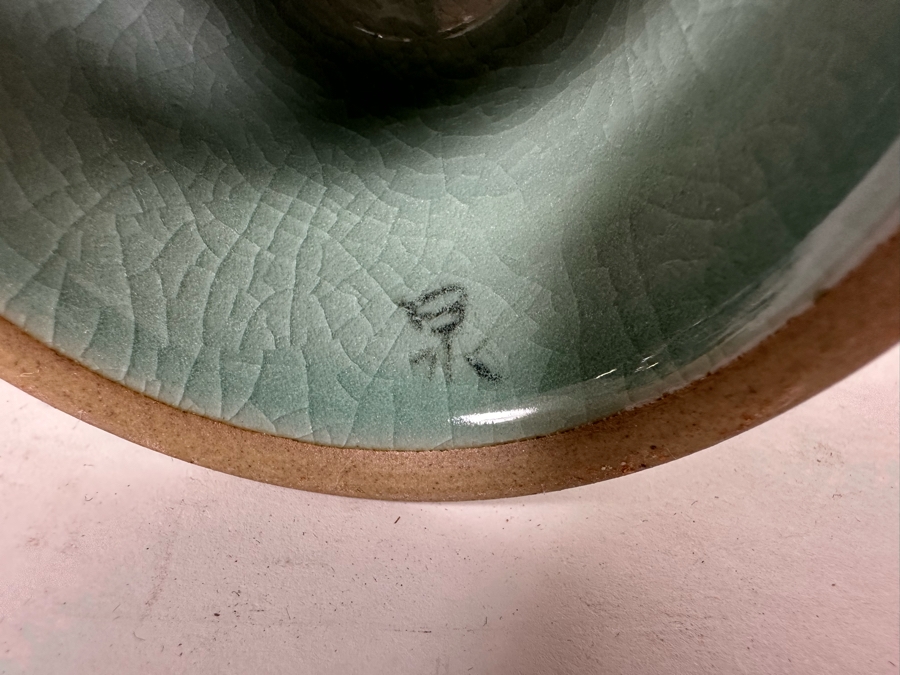 Signed Korean Celadon Porcelain Vase 8.5H [Photo 10]