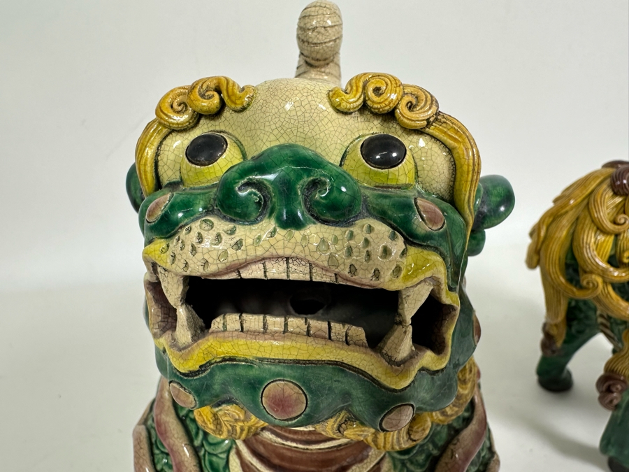 Signed Pair Of Foo Dog Censer Incense Burners 7W X 5D X 9H [Photo 8]