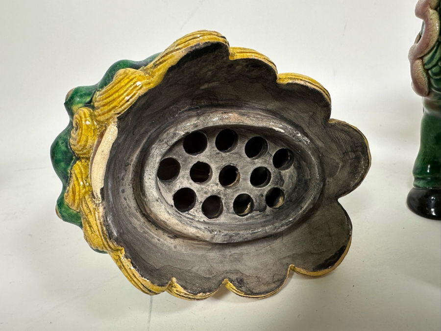 Signed Pair Of Foo Dog Censer Incense Burners 7W X 5D X 9H [Photo 11]