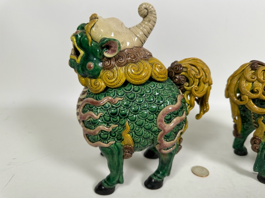 Signed Pair Of Foo Dog Censer Incense Burners 7W X 5D X 9H [Photo 7]