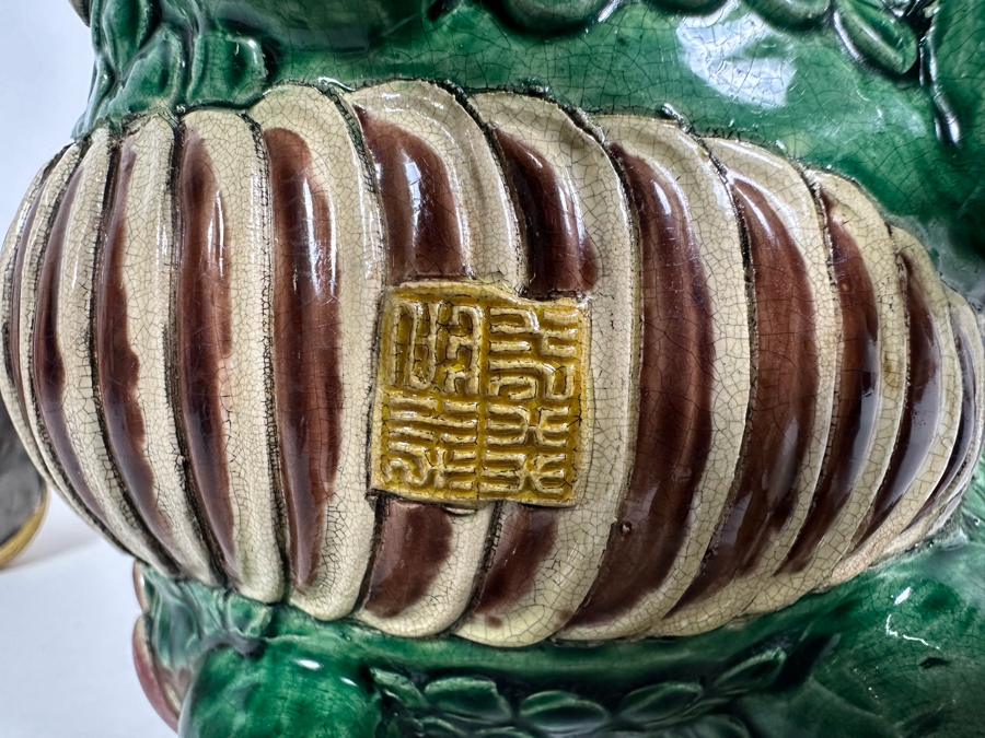 Signed Pair Of Foo Dog Censer Incense Burners 7W X 5D X 9H [Photo 14]