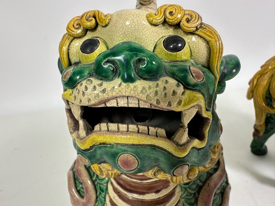 Signed Pair Of Foo Dog Censer Incense Burners 7W X 5D X 9H [Photo 9]