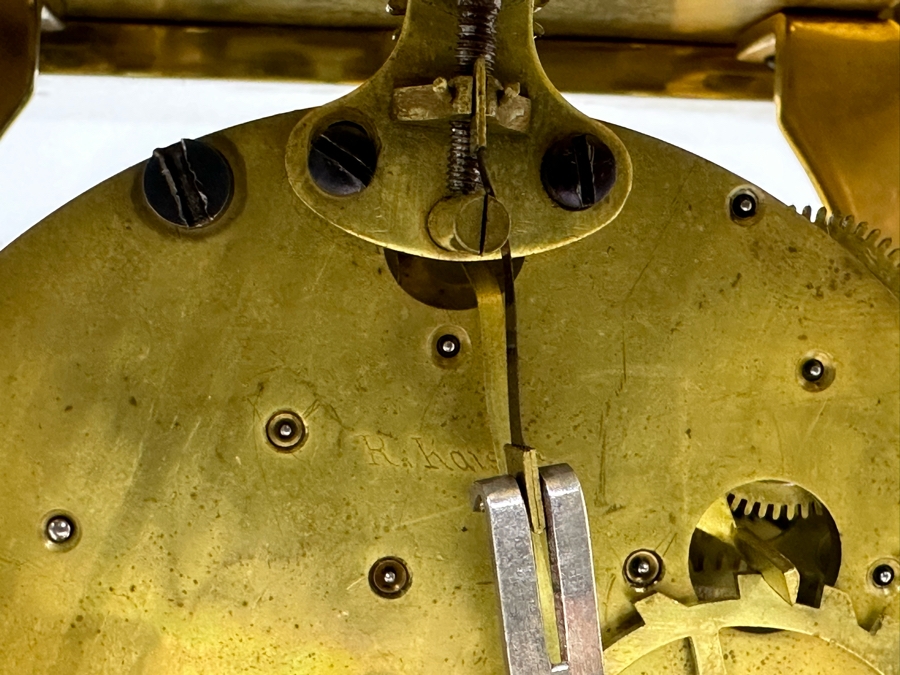 Civil War Era Brass Seth Thomas Porcelain Dial Mantle Clock Working 6.75W X 5.25D X 9.25H [Photo 14]