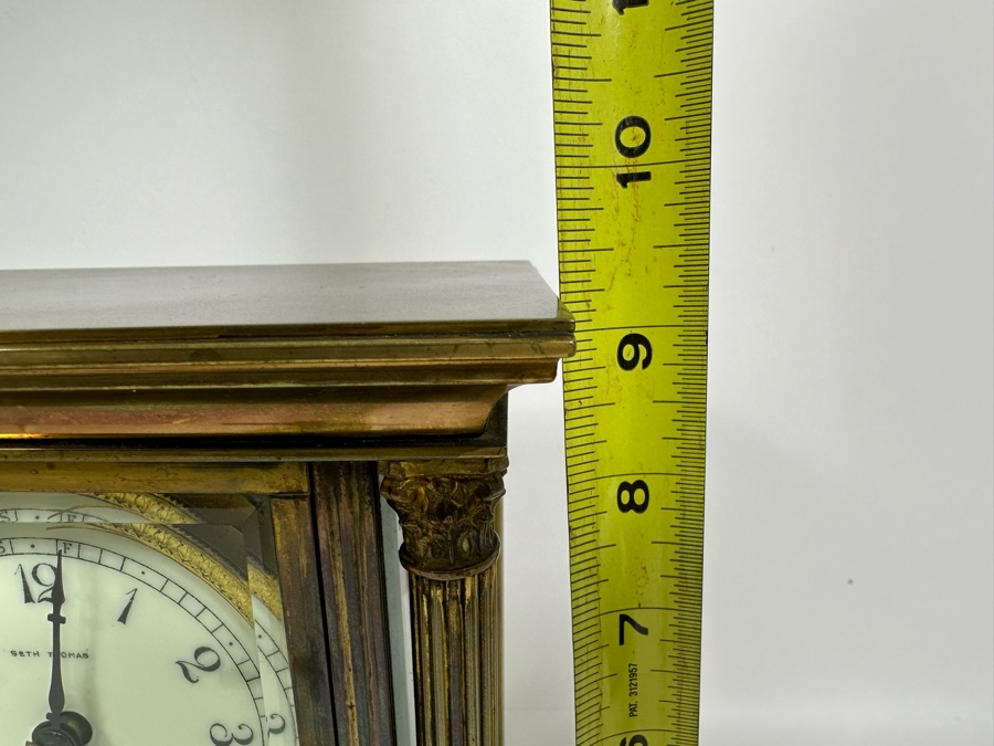 Civil War Era Brass Seth Thomas Porcelain Dial Mantle Clock Working 6.75W X 5.25D X 9.25H [Photo 19]