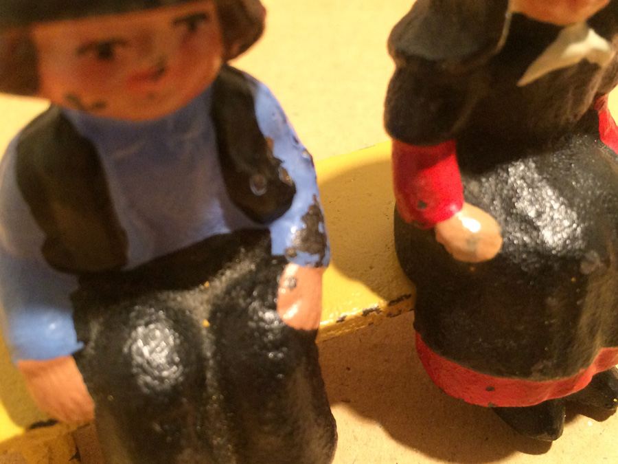 Vintage Lot Includes Cast Iron Figures on Bench and Wooden Figures [Photo 8]