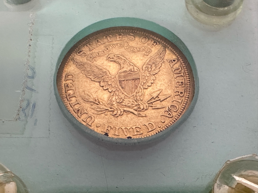 Antique 1882 United States Five Dollar Liberty Head Half Eagle Gold Coin Ungraded In Protective Case [Photo 5]