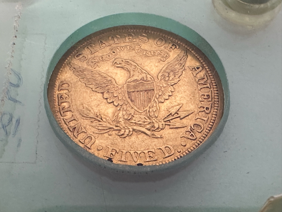 Antique 1882 United States Five Dollar Liberty Head Half Eagle Gold Coin Ungraded In Protective Case [Photo 6]