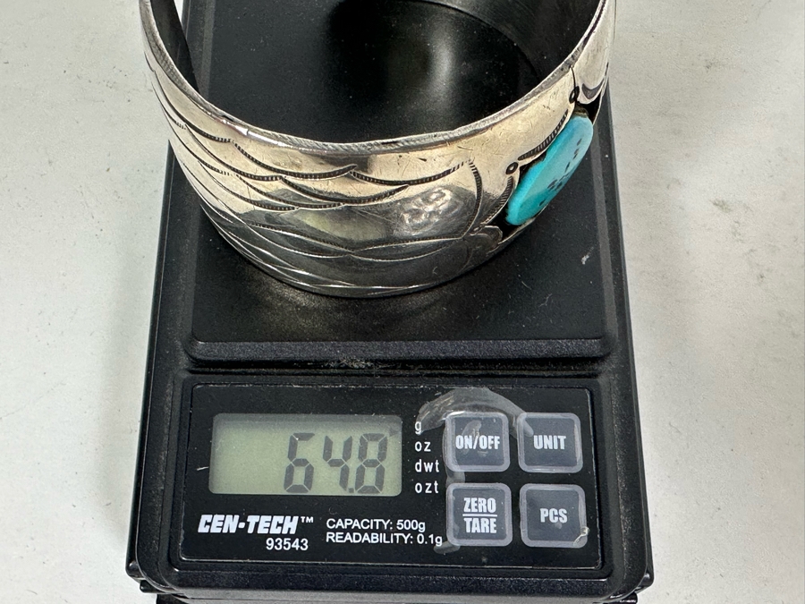 Vintage Sterling Silver Turquoise Cuff Bracelet 64.8g [Photo 9]
