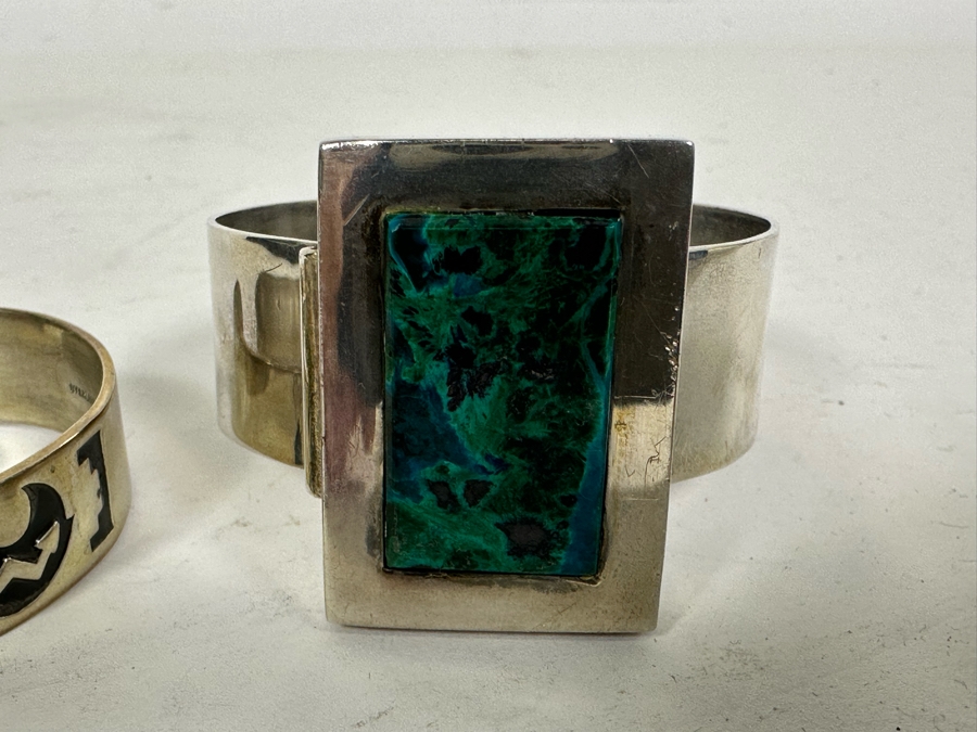 Pair Of Sterling Silver Cuff Bracelets 68.2g [Photo 4]