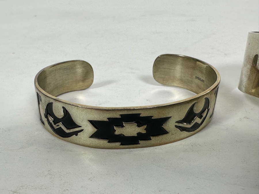 Pair Of Sterling Silver Cuff Bracelets 68.2g [Photo 6]