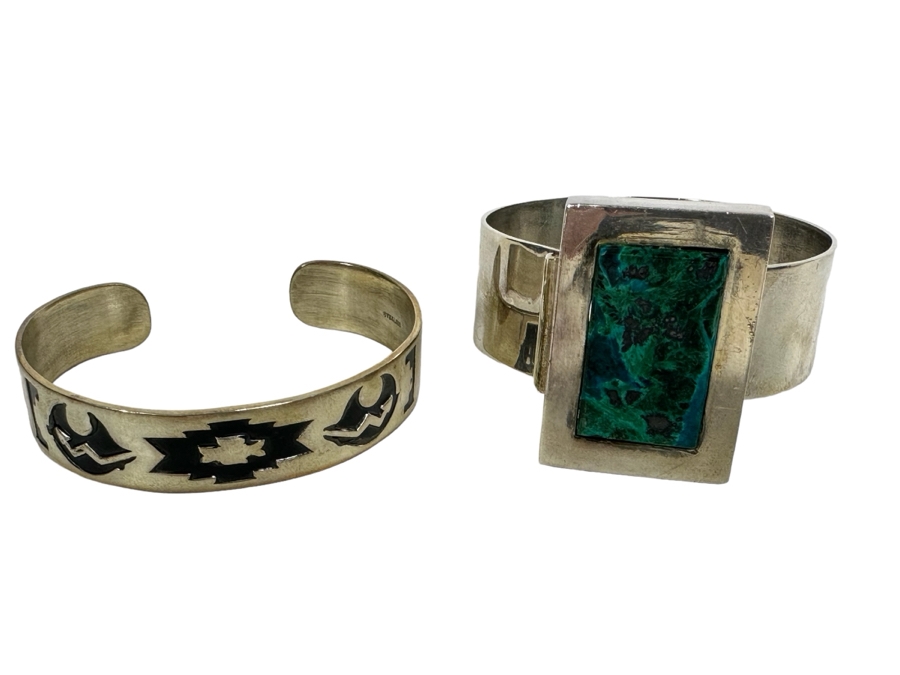 Pair Of Sterling Silver Cuff Bracelets 68.2g [Photo 1]