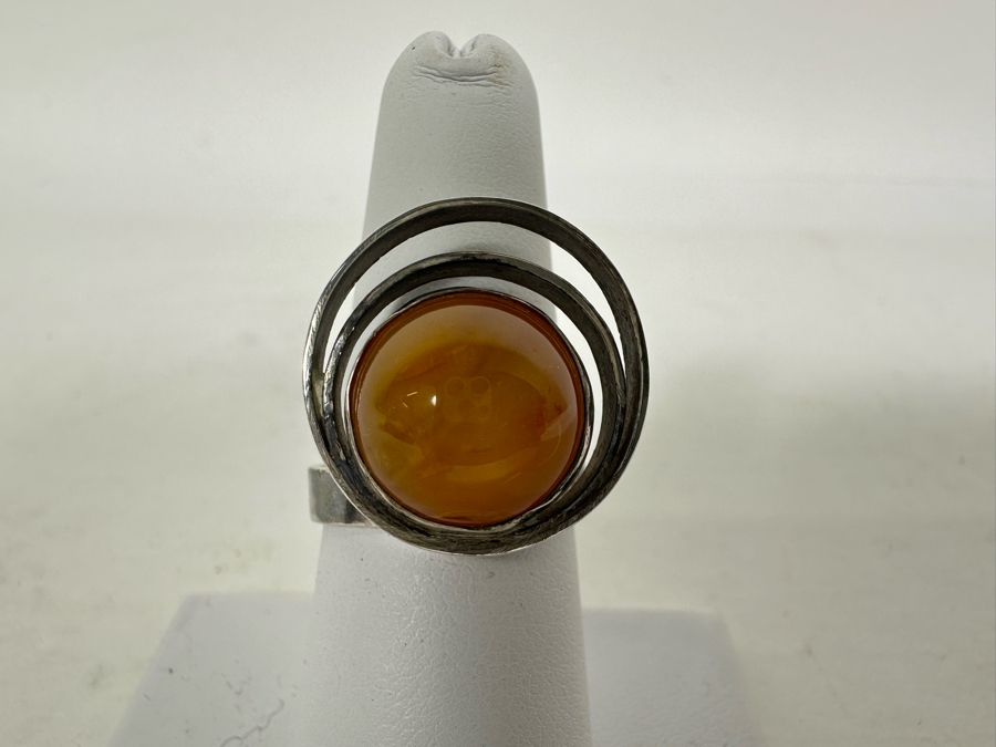 Signed Sterling Silver Modernist Ring Size 7.5 7.2g [Photo 3]