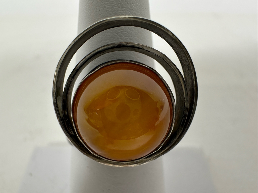 Signed Sterling Silver Modernist Ring Size 7.5 7.2g [Photo 2]