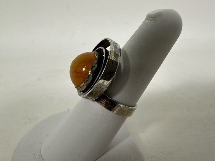 Signed Sterling Silver Modernist Ring Size 7.5 7.2g [Photo 5]