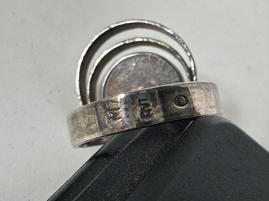 Signed Sterling Silver Modernist Ring Size 7.5 7.2g [Photo 7]