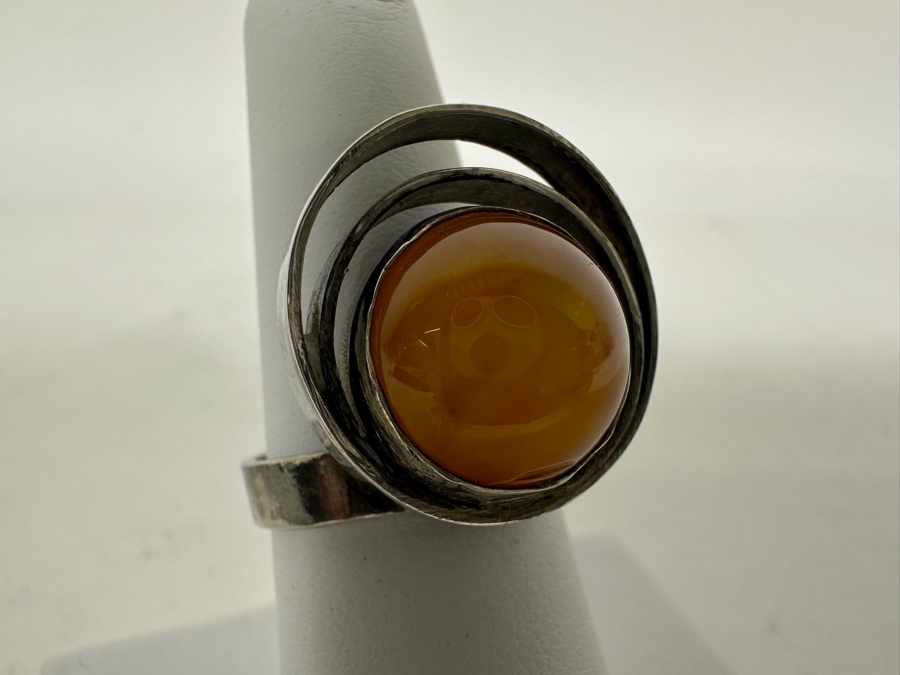 Signed Sterling Silver Modernist Ring Size 7.5 7.2g [Photo 4]