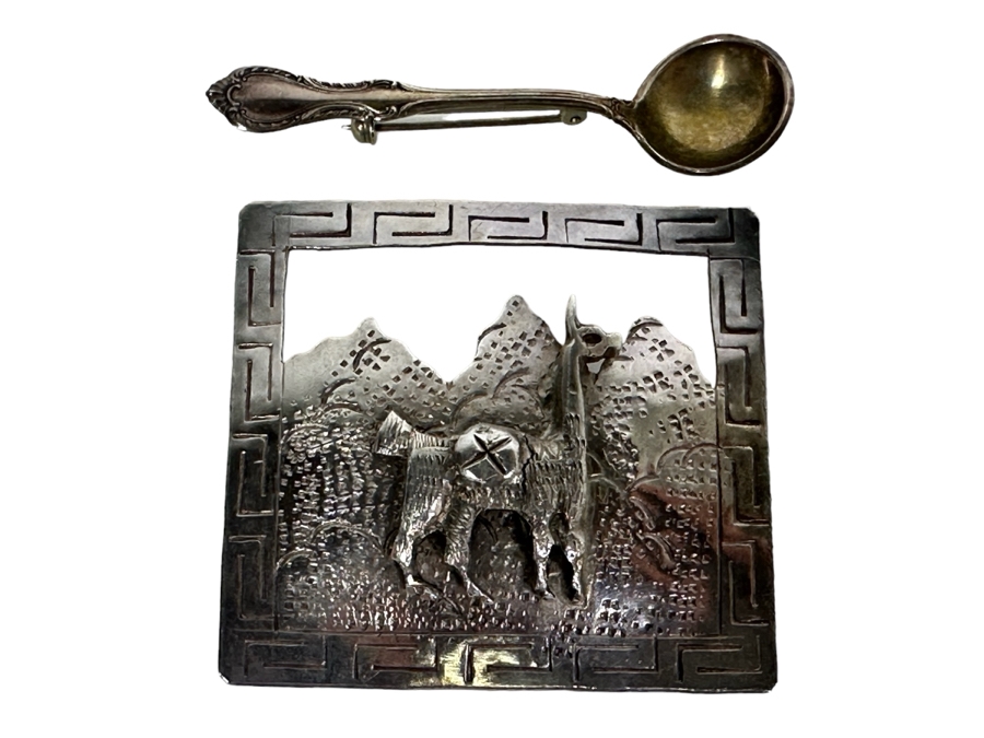 Pair Of Sterling Silver Brooch Pins 24.8g [Photo 1]