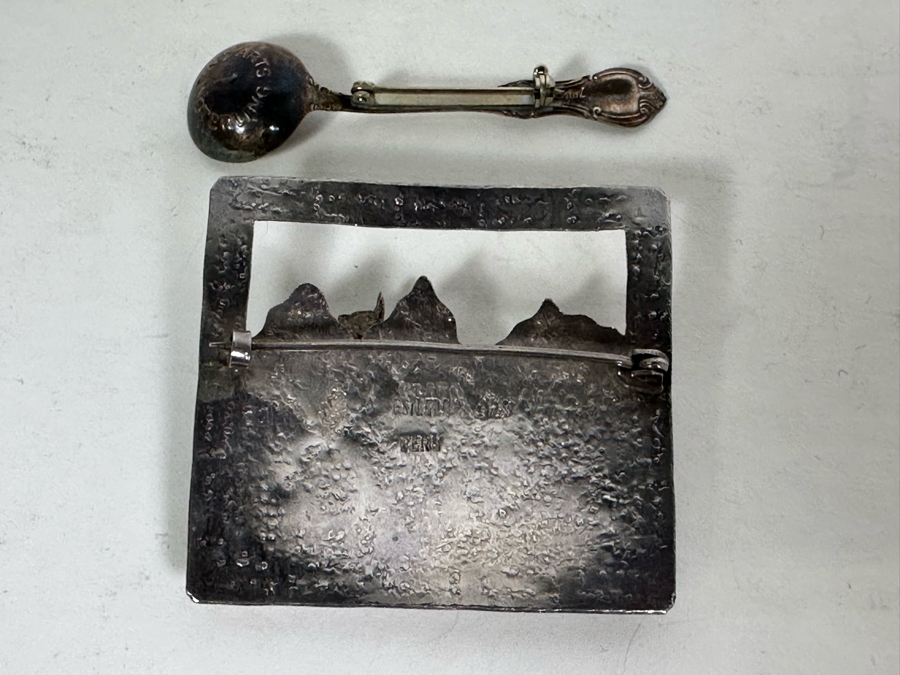 Pair Of Sterling Silver Brooch Pins 24.8g [Photo 6]