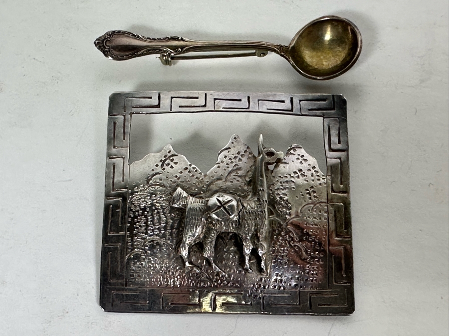 Pair Of Sterling Silver Brooch Pins 24.8g [Photo 2]