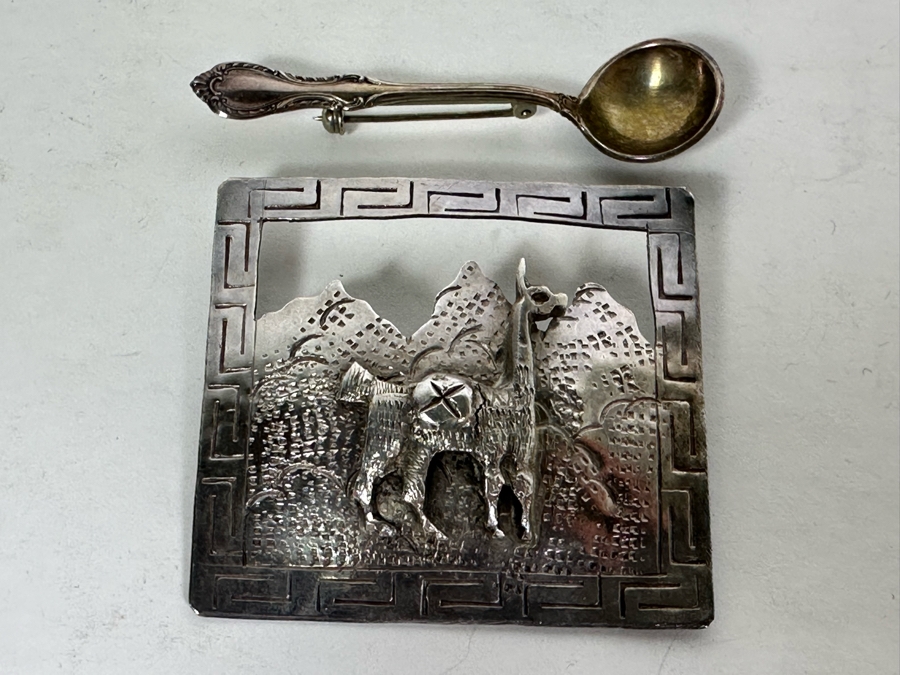 Pair Of Sterling Silver Brooch Pins 24.8g [Photo 3]
