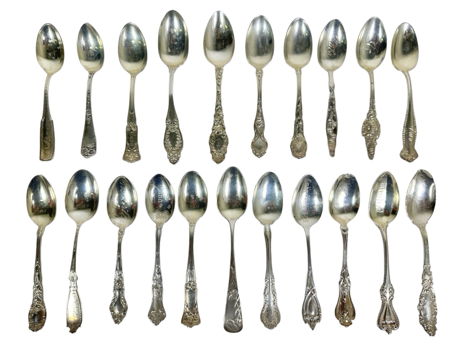 Sterling Silver Spoon Collection Of Various Makers 359.5g [Photo 1]
