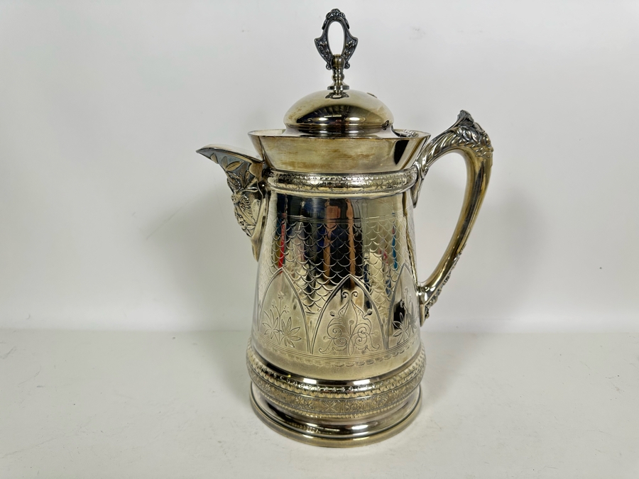 Vintage Silverplate Water Pitcher By Meriden Company 13.5H [Photo 3]