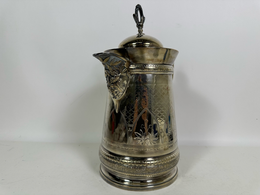 Vintage Silverplate Water Pitcher By Meriden Company 13.5H [Photo 4]