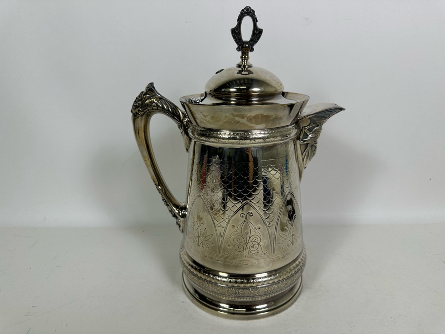 Vintage Silverplate Water Pitcher By Meriden Company 13.5h